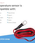 Temp Sensor Probe for Quattro and MultiPlus Inverters and Inverter Chargers, Compatible with Cerbo GX and Venus GX, Spare Part for Easy Plug and Play Battery Temp Monitoring and Safe System Performance, red-black cable with ring terminal
