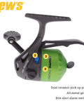 Crappie Thunder Underspin Fishing Reel With 4.3 To 1 Gear Ratio For Right Or Left Hand Retrieve In Green with graphite frame