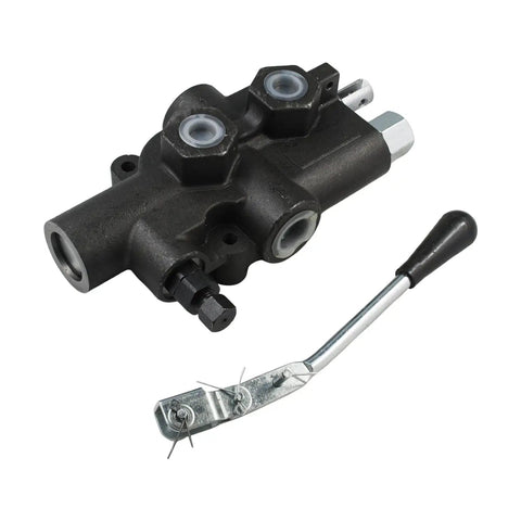 Four Way Three Position Hydraulic Log Splitter Valve With Auto Return Detent Lever For Easy Return shown with lever