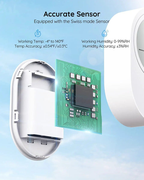 Smart WiFi Thermometer Hygrometer With LCD Display App Alerts And Remote Home Monitoring For Indoor Humidity And Temperature Sensor That Works With 2.4GHz WiFi And Bluetooth, sensor chip view