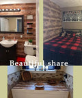 Bathroom and bedroom decor using Faux Wood Peel And Stick Wallpaper Self Adhesive Vinyl Decorative Removable Waterproof Brown.