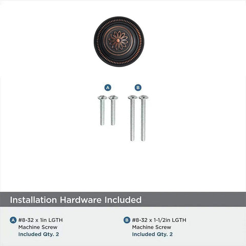 Oil Rubbed Bronze Cabinet Knobs With Backplates, 2.5 Inch, 2 Pack, includes installation screws shown separately