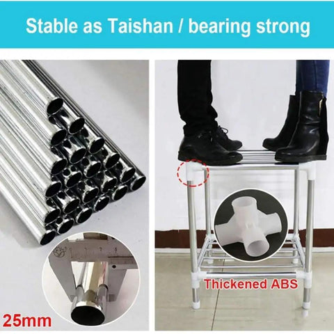 Rock Solid Portable Closet Organizer With 25 Mm Steel Pipes showing strong 25mm steel frame with thickened ABS for stability.
