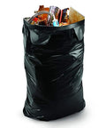 Hella Tough Heavy Duty Contractor Trash Bags 45 Gallon Pack Of 18 Black 3 Mil Thick garbage sack filled with debris.