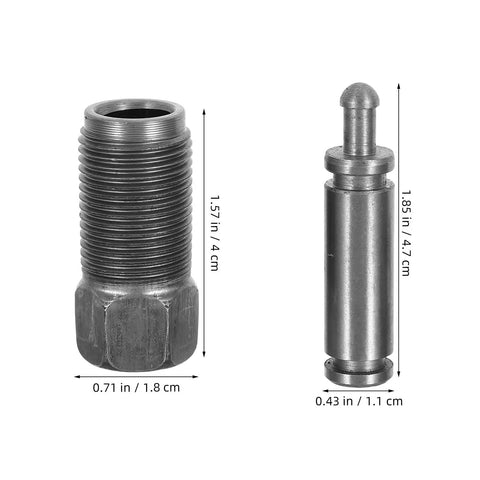 Heavy Gauge Steel Floor Jack Oil Pump Cylinder 18 mm Threaded Hydraulic Piston Plunger Replacement Kit components in black metal.