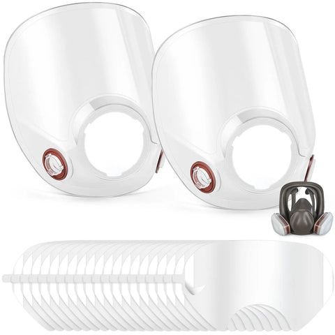 Replacement Lens Kit For 6000 6700 6800 And 6900 Series Full Face Respirators Includes 2 Lens Assemblies And 20 Peel Off Lens Covers