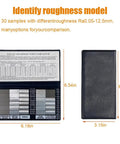 Ra0.05 to Ra12.5 Micrometer Surface Roughness Comparator Kit With 30 Specimens for Machinists and Metrology Pros - Pro-Grade Finish Gauges for Quality Control, Precision Machining, and Surface Texture Testing. Black case with 30 roughness blocks, front view