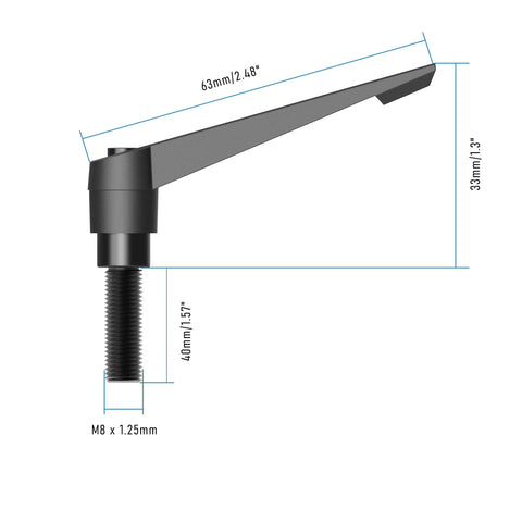 2 Pack M8 x 40mm Clamping Lever Handles With Adjustable Clamping Force And Quick Release Locking Rotating Screw Bolt Stud, black