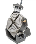 Upgrade Your Bench Rig With This Tough 3 Inch Tilting Rotary Table Paired With A Quick Fit 50 Mm Chuck And Heavy Duty Backplate Clamping Kit To Crank Out Snappy Milling Jobs Without The Hassle, showcasing a 75mm rotary table with markings.