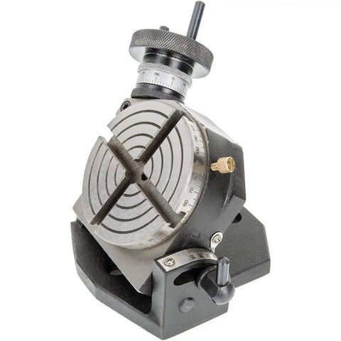 Upgrade Your Bench Rig With This Tough 3 Inch Tilting Rotary Table Paired With A Quick Fit 50 Mm Chuck And Heavy Duty Backplate Clamping Kit To Crank Out Snappy Milling Jobs Without The Hassle, showcasing a 75mm rotary table with markings.