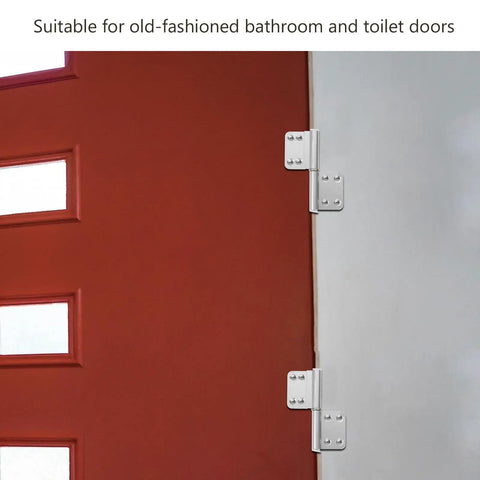 4 Pack Aluminum Alloy Heavy Duty Lift Off Door Hinges For Bathroom And Toilet Doors, mounted on a red door edge