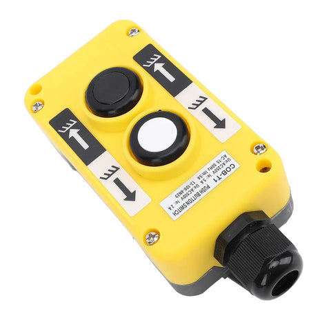 Pro Grade Rainproof Industrial Pushbutton Switch For Cranes And Hoists Up Down Driving Controller IP68 Strong Frame Flexible Buttons For Machines Automation Control AC2 yellow two-button control box with cable gland
