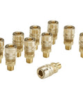 Industrial 1/4 Inch NPT M Style Quick Connect Air Fitting Coupler Set Box Of 10 Kwik Change, brass connectors arrangement