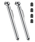 2 Pack Slim Pencil Tire Pressure Gauge Set With 10-75 PSI Range, 70-550 kPa And 0.7-5.5 Bar, Three Units, Stainless Steel with Tire Caps