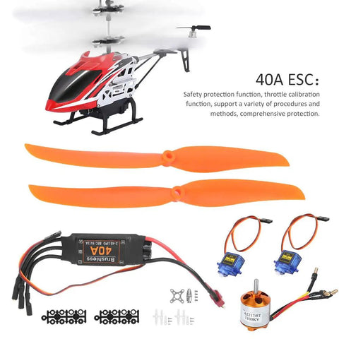 1100KV Brushless Motor With 40A ESC and SG90 9G Micro Servo Ready To Fly Kit for Airplanes and Drones