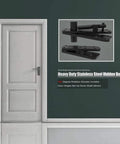 Beefy Heavy Duty Stainless Steel Hidden Door Pivot Hinge System for Wooden Doors 360 Degree Rotation Invisible Door Hinges Set Black Finish 1 Pack Rugged Construction Premium Furniture Hardware displayed next to a white door.
