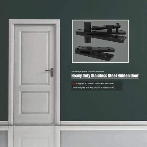 Rugged Heavy Duty Stainless Steel Hidden Door Pivot Hinge System for Wood and Cabinet Doors 360 Degree Rotation