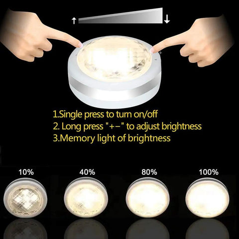 Wireless Led Puck Light With Remote Dope Battery Powered Under Cabinet Lighting Dimmable Timer 4000K White Easy Install For Kitchen And Closets With Easy Peel Adhesive Mounting