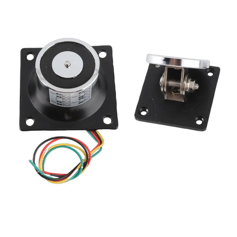 Heavy Duty Electromagnetic Door Holder With 132 Pound Strong Suction For Wooden And Fire Doors Features Smart Power On Locking Mechanism In Cast Steel, showing cast steel components and wiring.