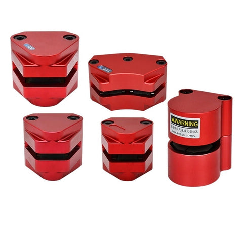 Red Pneumatic Brake MC DBX10 units for CNC turning and milling machines, showcasing auto-reset caliper and air pressure system