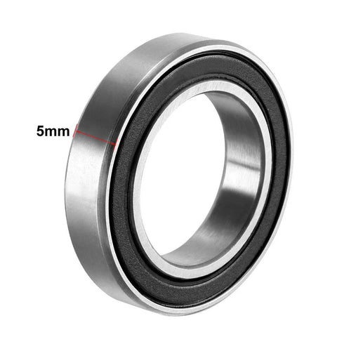 6802-2RS deep groove ball bearing, angled view, double-sealed, carbon steel, 15x24x5 mm