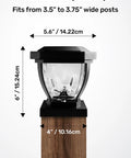 Solar Post Cap Lights With Decorative Glass LED Outdoor Post Lighting For Three And A Half Inch Posts Black Two Pack Weatherproof Pathway Vibe