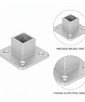 Chrome Plated Steel Square Tubing Connector Slip Fit Joint for Easy No Weld Shelving and Rack Building