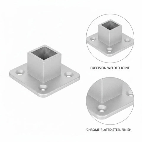 Chrome Plated Steel Square Tubing Connector Slip Fit Joint for Easy No Weld Shelving and Rack Building