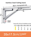 Heavy Duty Folding Shelf Brackets Built Legit Durable With Seamless Stainless Steel Wall Mount Table Support Hardware For Space Savvy DIY Setups And Collapsible Floating Shelves, 35x17.5cm size.