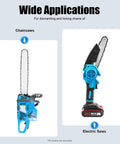 Two In One Chain Breaker Tool With Adjustable Anvil Holder Punches And Rivet Function For Dismantling Chainsaw Chains Built Tough Heavy Duty Steel Construction Pro Grade Chainsaw Repair Tool Kit - image showing use with chainsaws and electric saws