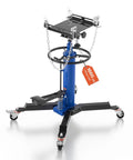 Beefed-Up Hydraulic Transmission Jack, 1660 Lbs Capacity, Telescoping Lift, Two-Stage Floor Jack Stand, Blue with Foot Pedal and Wheels