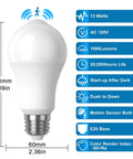Motion Sensor Light Bulb 6 Pack, Dusk To Dawn Indoor Security Lamp, 13W Equivalent To 100W, 1000 Lumens, E26 Base, 6000K Daylight, PIR Infrared Motion Detection, Easy Plug And Play, Bright White Lighting; white bulb, 104mm x 60mm