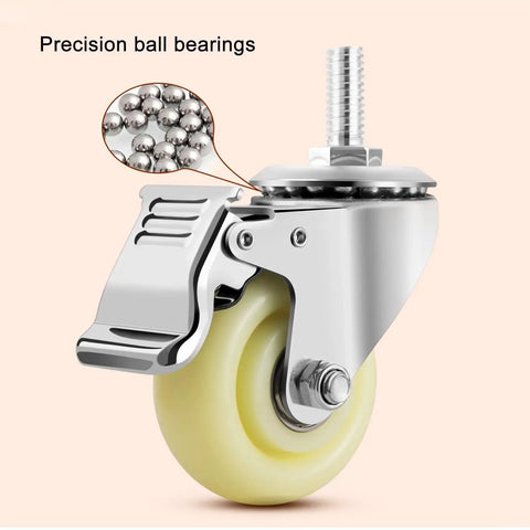 Beefy Swivel Stem Caster Wheels With Brake M Threaded Mount featuring precision ball bearings for smooth 360-degree spin
