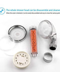 Disassembled Led Shower Head With Hose And Arm Bracket Delivers High Pressure Filtration For Dry Skin And Hair Loss Handheld Design