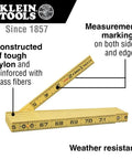 Image of Six Foot Folding Ruler With Inside Reading, Built Tough Fiberglass Construction, Nylon Reinforced, showing dual sided markings.