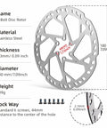Beefed-Up Bike Disc Brake Rotor 160mm, 180mm, 203mm With 6 Bolts, 2.3mm Thick Stainless Steel For Mountain Bikes, Fat Tire Bikes, And Heavy-Duty E-Bikes DP12 Compatible (180mm) diagram showing dimensions, thickness, and bolt placement.