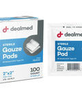 Sterile 2x2 Gauze Pads 100 Count Disposable And Individually Wrapped For Wound Care box and single package