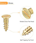 Brass Wood Screws Set 40 Pieces M3.5 x 10mm Slotted Flat Head Self Tapping Countersunk for woodworking, furniture assembly