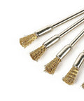 Heavy Duty Steel Wire Wheel Brushes That Totally Strip Rust Clean Welds And Deburr Metals Like A Badass Rotary Tool Accessory, set of five brass wire brushes for detailed cleaning.