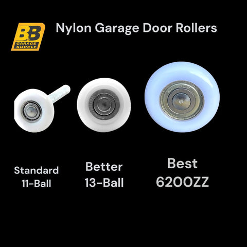 7 inch Nylon Garage Door Rollers with 6200ZZ Sealed Bearings Whistle Quiet Smooth As Butter Heavy Duty Silent Glide Zero Vibration Upgrade Kit for Home Use Pack Of Ten
