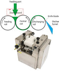 WYDDDARY Lab Three Roll Grinder With 304 Stainless Steel Housing showing feeding port, rolls, and discharge funnel