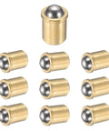10 Pack 304 Stainless Steel Ball Plungers With 8mm Spring Loaded Balls And 70N Push Force shown in brass housing.