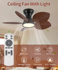Yunstore Coveview Tropical-Style 30-Inch Ceiling Fan - 6-Speed Settings with palm-leaf blades and remote control.