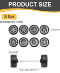 8 Piece 1 64th Scale Wheels And Tires Set With Real Riders Rims And Axles For RC Diecast Cars And DIY Models, displayed size.
