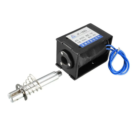 DC 24V 8Kg Pull Type Open Frame Solenoid Electromagnet With 20mm Stroke For Smooth Linear Motion Spring Return Low Power Consumption And Compact Design, with blue wire and spring plunger