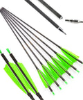 34 Inch Carbon Arrows 400 Spine Huntin Arrows With Removable Tips And 4 Inch Turkey Feathers For Target Practice Green Pack Of 12