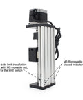Side view of HBX1605 300mm Linear Motion Guide Actuator With Double Linear Rail Slide 1605 Ballscrew And Nema23 Stepper Motor.