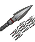 Pro Grade Archery Screw In Field Points Set Stainless Steel SUS303 For Target Practice, 12 pcs
