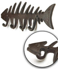 Handcrafted Cast Iron Fish Bone Wall Hooks Vintage Coastal Coat Rack And Entryway Key Holder With Mounting Screws Solid As A Rock Beach House Essentials, 13x4 inches, black metal.