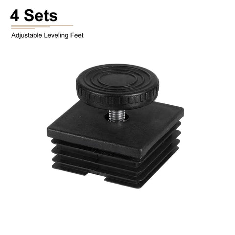 4 Pack Adjustable Leveling Feet 50 By 50 mm Square Insert Glide Kit For Furniture Black Heavy Duty Support